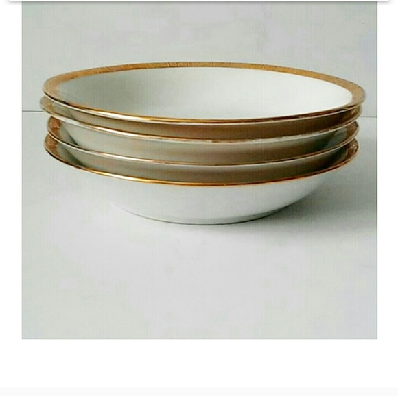 SAXONY | 4 White W/Gold Trim Soup/Salad Bowls - Picture 4 of 8
